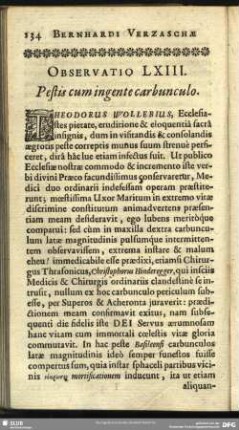 Observatio LXIII. Pestis cum ingente carbunculo