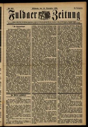 Ausgabe vom Mittwoch, den 16. November 1892.