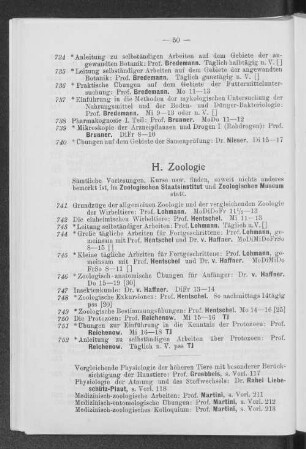 H. Zoologie