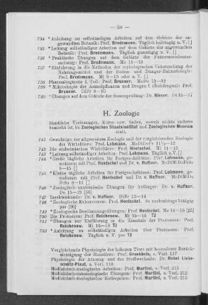 H. Zoologie