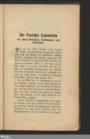 Die Parochie Lauenstein mit Unter-Löwenhain, Kratzhammer und Löwenhain