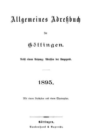1895: Allgemeines Adressbuch für Göttingen