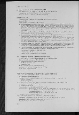 IV.3 Prüfungsämter, Prüfungsausschüsse