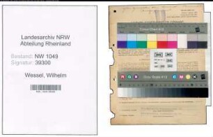 Entnazifizierung Wilhelm Wessel , geb. 06.03.1900 (Fabrikant)