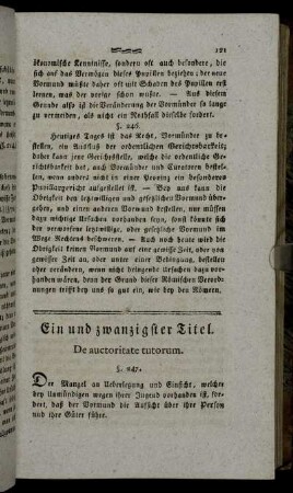 Ein und zwanzigster Titel. De auctoritate tutorum.