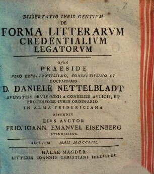 Diss. ... de forma litterarum credentalium legatorum