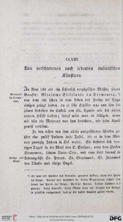 CLVIII. Von verschiedenen noch lebenden italienischen Künstlern