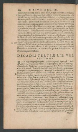 Decadis Tertiae Lib. VIII. Epitome.