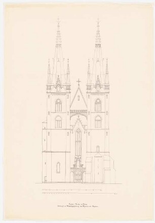 Evangelische Nikolaikirche, Brieg Restaurierung: Ansicht Turmseite, 2 Maßstabsleisten
