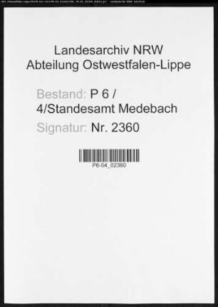 Namensverzeichnis Medebach, Todesfälle