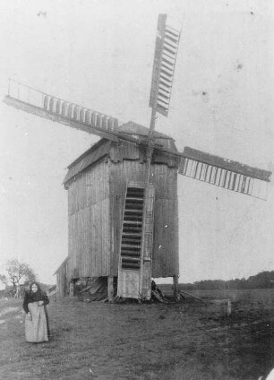 Oßling-Weißig. Mühle Salomo, Bockmühle, Ansichtskarte, vor 1945, Repro, Ausschnitt
