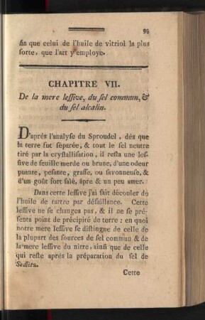 Chapitre VII. De la mere lessive, du sel commum, & du sel alcalin