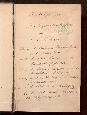 Der Kriegs- und Friedens-Typhus in den Armeen