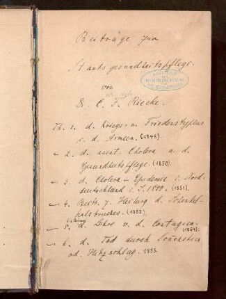 Der Kriegs- und Friedens-Typhus in den Armeen