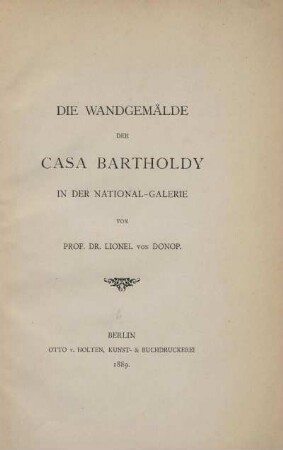 Die Wandgemälde der Casa Bartholdy in der National-Galerie