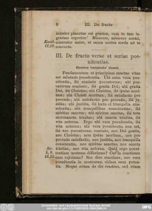 III. De fructu verae et seriae poenitentiae.