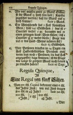 Regula Quinque, Ist Eine Regul von fünff Sätzen.