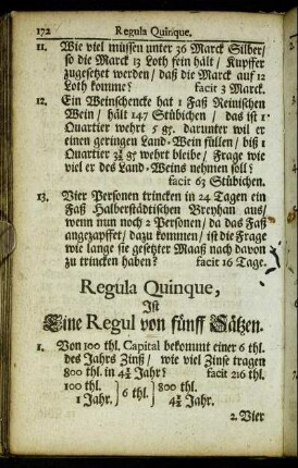 Regula Quinque, Ist Eine Regul von fünff Sätzen.