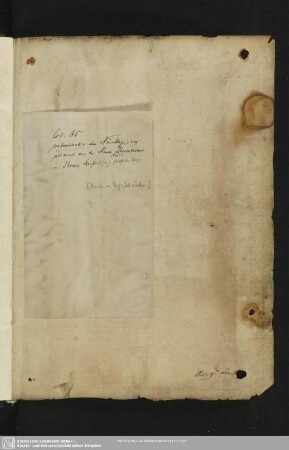 Bibliothekarische Notiz auf Zettel