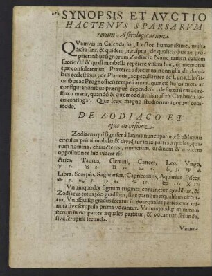 De Zodiaco Et eius divisione.