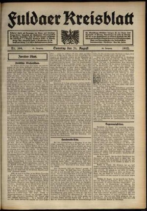 Zweite Ausgabe vom Samstag, den 31. August 1912.