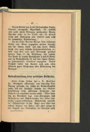 Gallensteinbildung beim weiblichen Geschlechte.