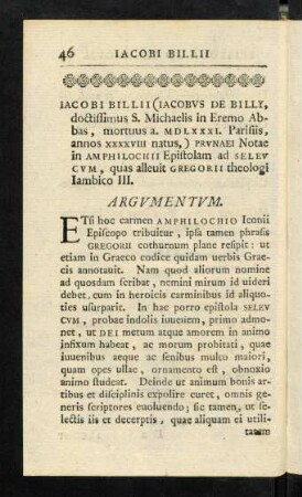 46-49, Iacobi Billii, Notae in Amphil. Epist.