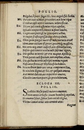 Ecloga IIII. Pollio.