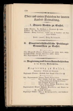 I. Staats=Archiv zu Cassel.