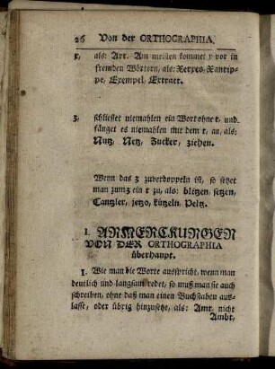 I. Anmerckungen von der Orthographia überhaupt. = I. Общая примечания в орфографии.