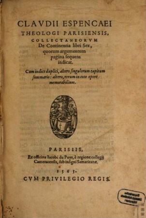 De continentia : l. VI.