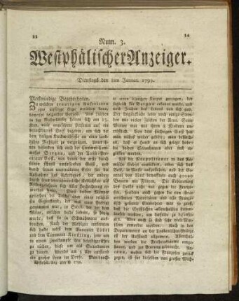 Num. 3. Dienstags den 8ten Januar. 1799