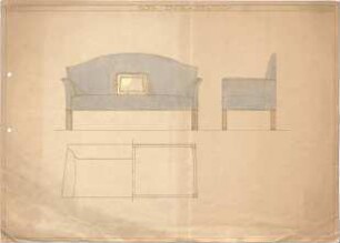 Bertsch, Karl; Möbelentwürfe - Sofa (Ansichten, Teilansichten)