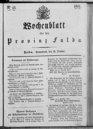 Nr. 43, Ausgabe vom 26. Oktober 1861