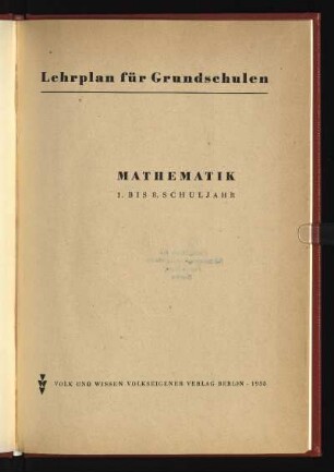 1955: Mathematik : 1. bis 8. Schuljahr