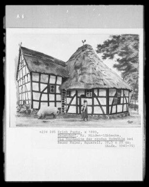 Die Nordseite der großen Roßmühle (bei Bauer Maier; Kniendorf, Kreis Minden-Lübbecke)