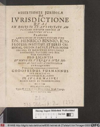 Assertiones Iuridicae De Iurisdictione