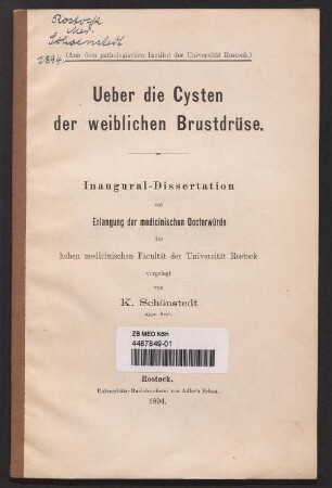 Ueber die Cysten der weiblichen Brustdrüse