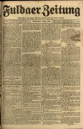 Ausgabe vom Donnerstag, den 04. November 1920.