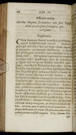 Assertio tertia. [...] circa prætensum Pontificis privilegium.