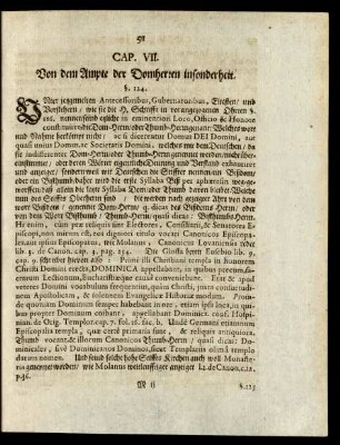 CAP. VII. Von dem Ampte der Domherren insonderheit.