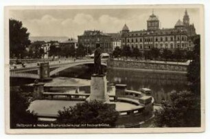 "Bismarckdenkmal mit Neckarbrücke" - Bismarck-Denkmal, Hauptpost (Postamt 1, Kaiserstraße 2)