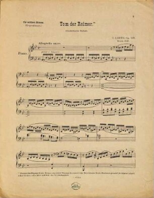 Tom der Reimer : Altschottische Ballade ; Op. 135. Ersch. 1867
