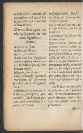 De vocibus, quae variae scribuntur in eadem significatione.