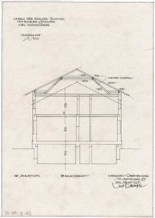 Gsaenger, Gustav; Hohenburg bei Lenggries (Bayern); Schlossschänke, Umbau - Wohnungseinbau (Querschnitt)