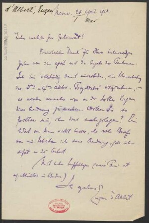 Brief an Ludwig Strecker  : 28.04.1910