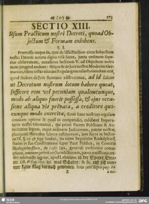 Sectio XIII. Usum Practicum nostri Decreti, quoad Obiectum & Formam exhibens