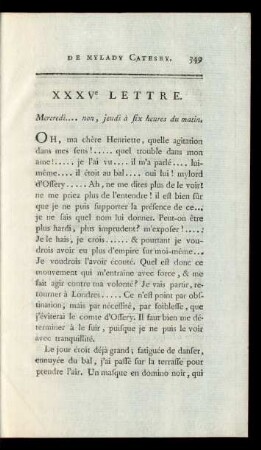 XXXVe Lettre. Mercredi ... non, jeudi à six heures du matin.