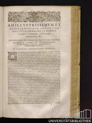 Adillvstrissimvm Et Reverendissimvm Antistitem Franciscvm Bobadiliam, S.S. Romanae Ecclesiae Cardinalem , Episcopum Cauriensem, &c.