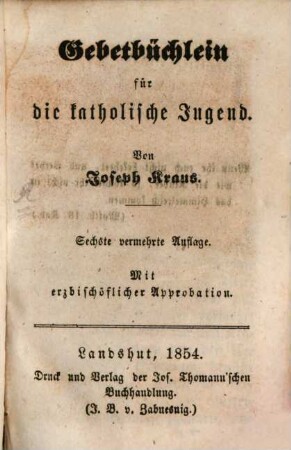 Gebetbüchlein für die katholische Jugend